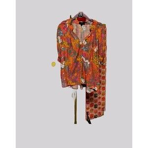 Cynthia Rowley Colorful Floral Design. Ties At Sleeve.  Size Large /b12